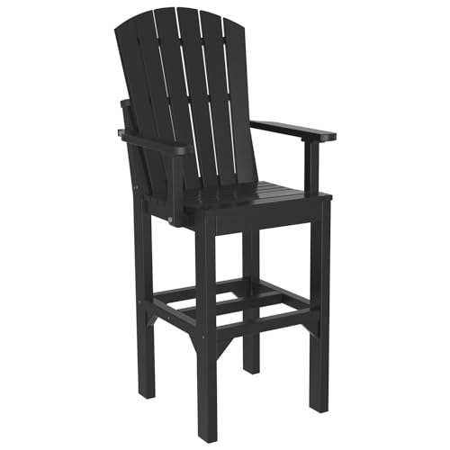 Furniture Barn USA Set of 4 Poly Lumber Bar Height Adirondack Arm Chairs Black