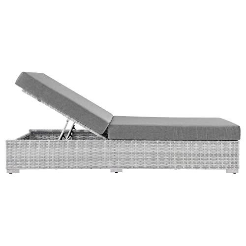 Modway Convene Wicker Rattan Outdoor Patio Chaise Lounge Chair Light Gray