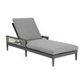 Benzara 83 Inch Outdoor Adjustable Chaise Lounger Aluminum Gray Woven Rope Grey