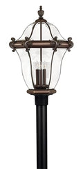 Hinkley San Clemente Collection Traditional Three Light Outdoor Post Top/Pier Mount Copper Bronze