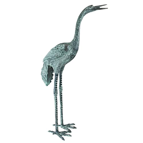 Design Toscano Head High Crane Bird Fountain Statue, 38 Inch, Green Verdigris