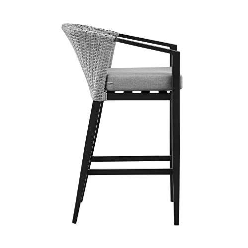 Armen Living Aileen Modern Patio Counter Chair Bar Stool Black