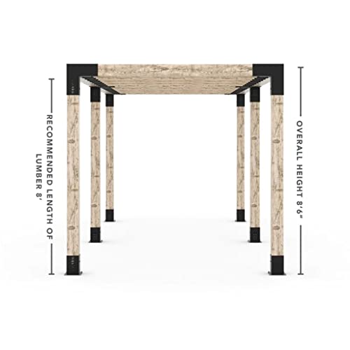 TOJAGRID Double Pergola Kit for 6x6 Wood Posts with KNECT 2x6 Top Rafter Brackets Black