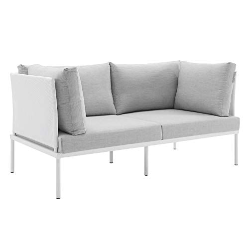 Modway Harmony Outdoor Patio Aluminum Loveseat White Gray
