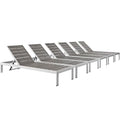 Pemberly Row Aluminum Patio Chaise Lounge Chair Set of 6 Grey