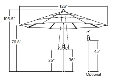 Treasure Garden Deluxe Auto-Tilt 11ft Market Umbrella Sunbrella Henna w/Bronze Frame
