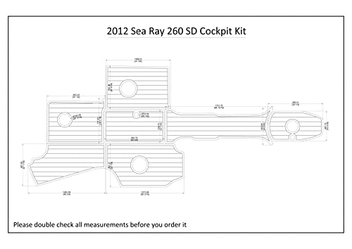 Generic Boat EVA Faux Teak Decking Floor for 2012 Sea Ray 260 SD Cockpit Kit