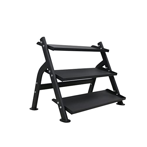 TKO 3-Tier Dumbbell & Kettlebell Rack | Home Gym Organizer | Black Stand