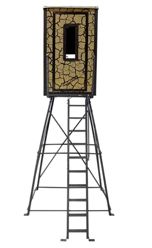 MUDDY Striker Box Blind with Elite 10 Tower, Steel Wall Construction, Cracked Mud Camo Multi