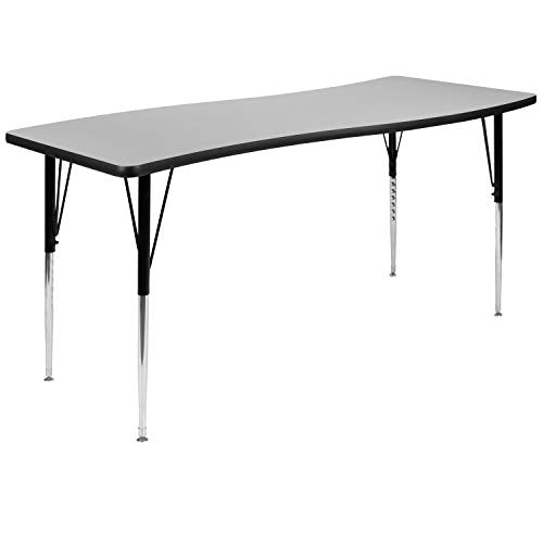 Flash Furniture Wren Rectangular Wave Grey Activity Table Adjustable Legs