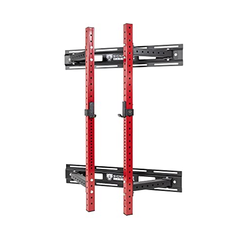 Signature Fitness Wall Mounted Fold-in Power Cage Squat Rack Red