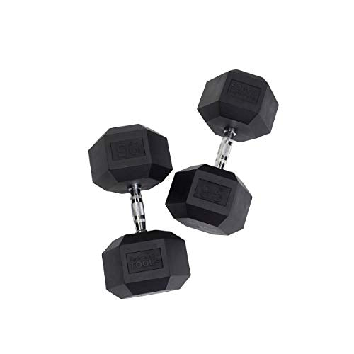 Body-Solid Rubber Coated Hexagon Dumbbells Black