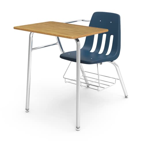 Virco 9400BR Classroom Combo Desk Chair Navy/Medium Oak