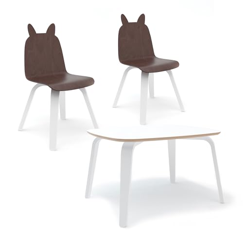 OEUF Rabbit Play Chairs and Table Set Walnut Brown