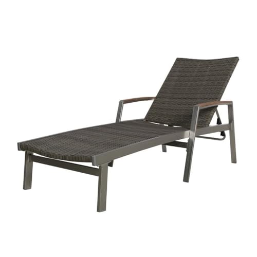 Noble House Oxton Outdoor Wicker and Aluminum Chaise Lounge Set of 4 Grey