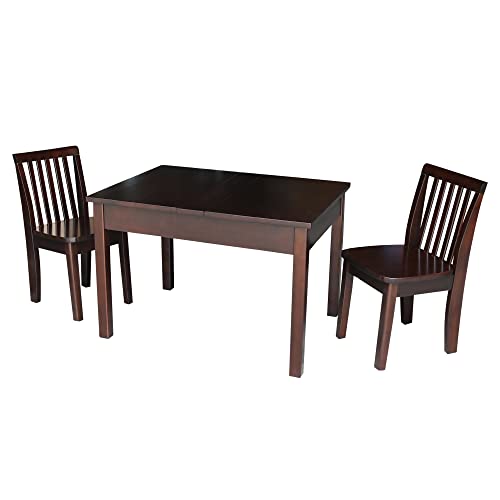 IC INTERNATIONAL CONCEPTS Table with 2 Mission Juvenile Chairs, Rich Mocha
