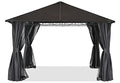 ABCCANOPY Hardtop Patio Gazebo with Curtains and Netting Dark Gray
