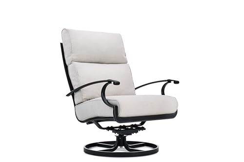 Winston Manor Ultra High Back Swivel Rocker Lounge Chair Weathered Teak/Linen Lace