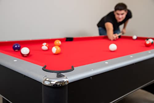 Hathaway Maverick 7-foot Pool and Table Tennis Multi Game Black with Red Felt