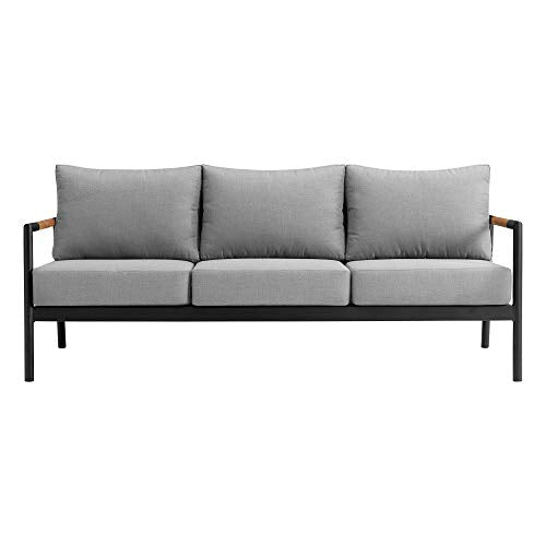 Armen Living Royal Modern Outdoor Patio Conversation Set 4 Piece Black