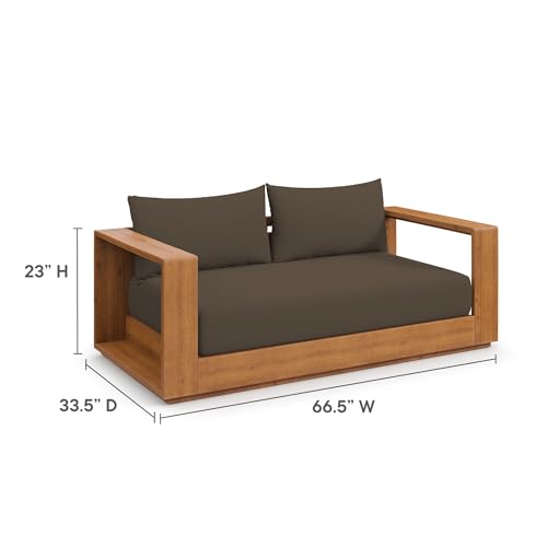 Modway Tahoe Acacia Wood Outdoor Patio Loveseat Natural Cocoa