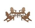 Polywood Classic Adirondack 5-Piece Conversation Set Teak