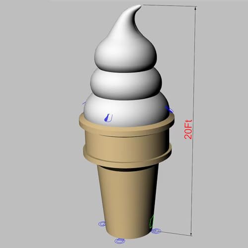 YBZCHLM Giant Inflatable Ice Cream Cone with Lights Khaki & White 20ft H
