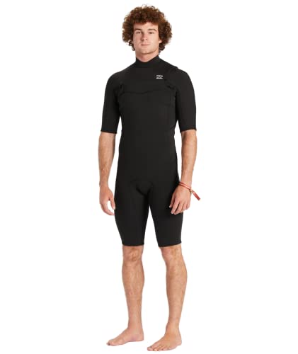 Billabong Mens 2/2mm Absolute Chest Zip Short Sleeve Springsuit Black