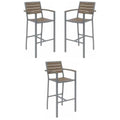 Home Square 29.5" Bar Stool Set of 3 Mocha Silver