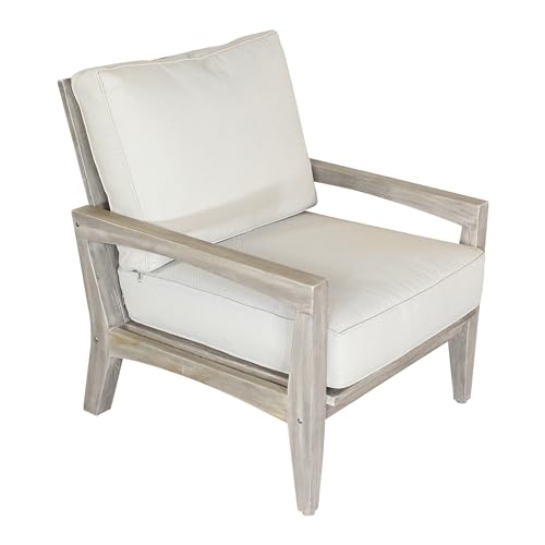 Courtyard Casual Surf Collection 3 Piece Bistro Set with Side Table and Club Chairs Driftwood Gray
