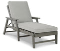 Signature Design by Ashley Visola Contemporary Outdoor Chaise Lounge with Adjustable Backrest Grey