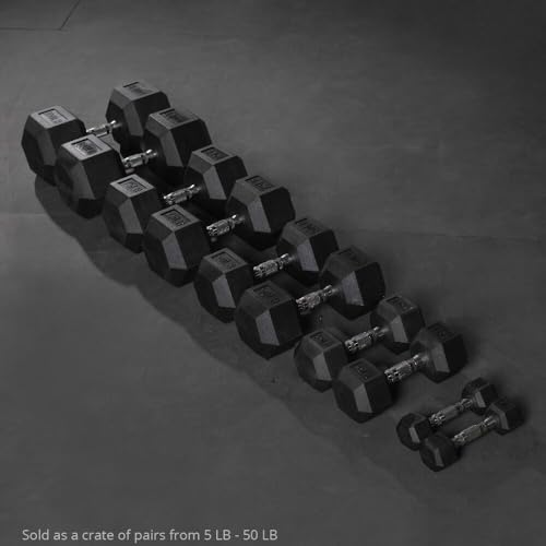 Titan Fitness Rubber Coated Hex Dumbbell Black