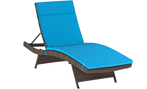 Christopher Knight Home Salem Outdoor Wicker Adjustable Chaise Lounge Set, Multibrown/Blue