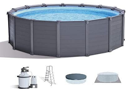 Detailing Connect Above Ground Swimming Pool Set w/Sand Filter Pump & Ladder Gray