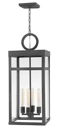 Hinkley Porter Medium Outdoor Pendant 4-Light Aluminum Clear Glass Aged Zinc
