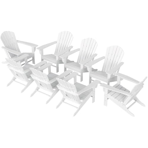 Costaelm Portside Classic Outdoor Adirondack Chairs Set of 8 White