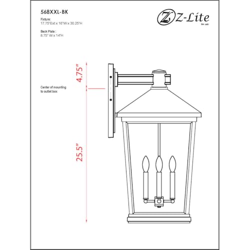 Z-Lite 4 Light Outdoor Wall Sconce Black
