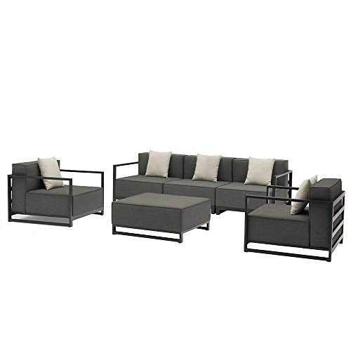 Whiteline Modern Outdoor Living Sensation Indoor/Outdoor Ottoman Grey