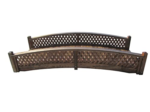 SamsGazebos Butterfly Garden Bridge with Diamond Lattice Railings 8 ft Light Brown