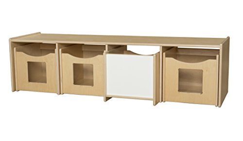 Wood Designs Mobile Rolling Storage Bench Natural Wood