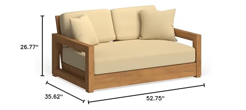 Safavieh Couture Montford Wood Loveseat Natural Teak/Beige