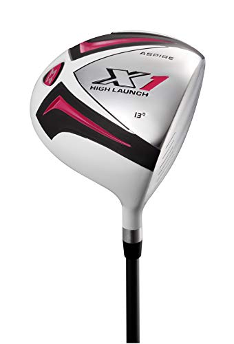 Aspire Ladies Golf Clubs Set Titanium Driver, Fairway, Hybrid, Irons, Putter, Bag Cherry Pink