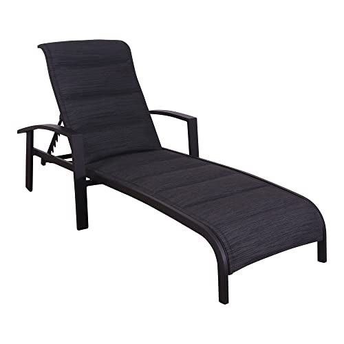 Courtyard Casual Santorini Collection 2-Piece Padded Sling Chaise Lounge Chairs Black