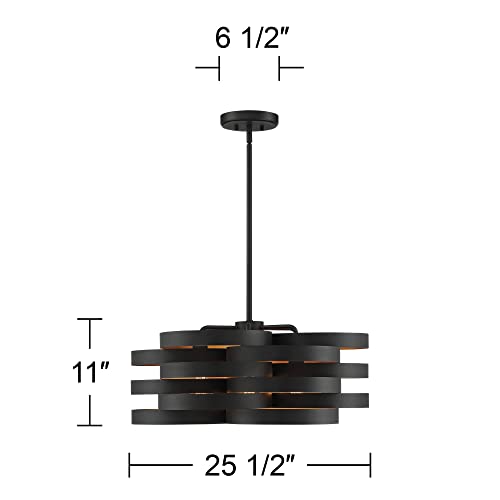 Possini Euro Design Zia Black Gold Metal 6-Light Chandelier Black