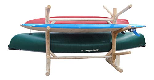 Log Kayak Rack 2 Canoe + 4 Kayak/SUP Rack Unfinished