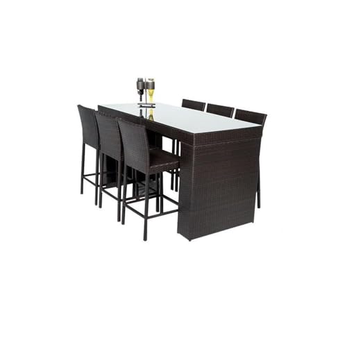 Afuera Living 7-Piece Bar Table Set with Barstools Outdoor Patio Furniture