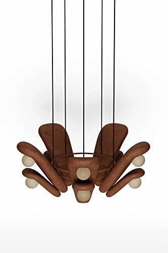 Generic Handmade Ceramic Pendant Light Double-Shaped Petals Red Clay
