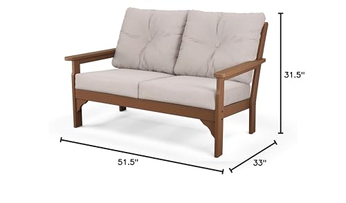 Polywood Vineyard Deep Seating Loveseat Teak/Dune Burlap