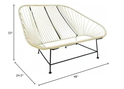 Innit Inlove Loveseat Ivory Weave on White Frame