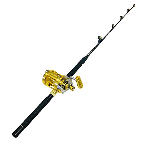 EAT MY TACKLE 50 Wide 2 Speed Fishing Reel with 160-200 Pound Tournament Rod
